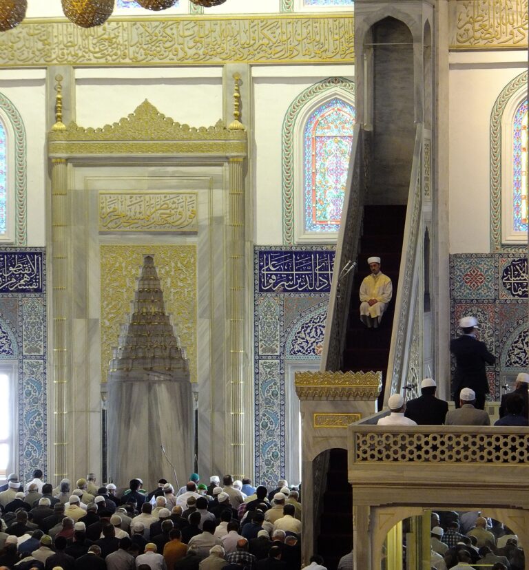 Imam leading Friday prayer at Kocatepe Mosque