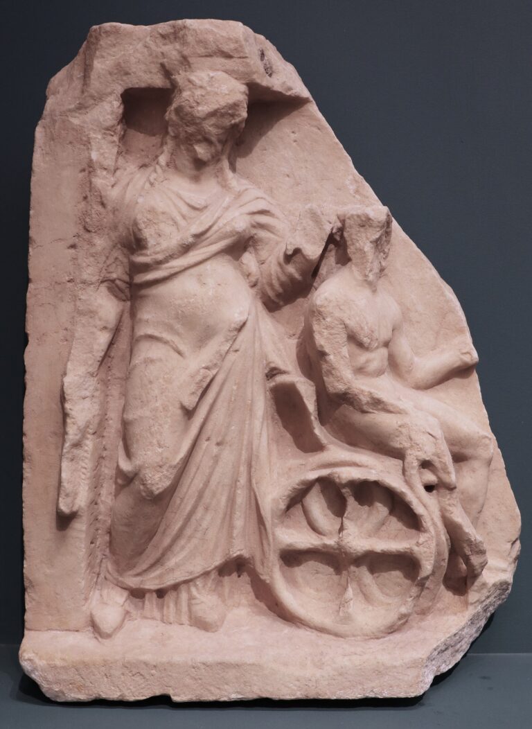Votive relief showing Demeter and Triptolemos, Eleusis, 4th c BC