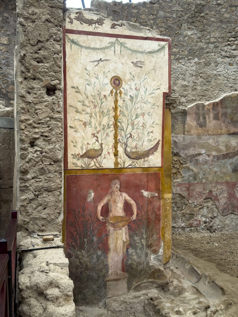 Lararium (household shrine) fresco in the peristyle garden of the House of the Cei