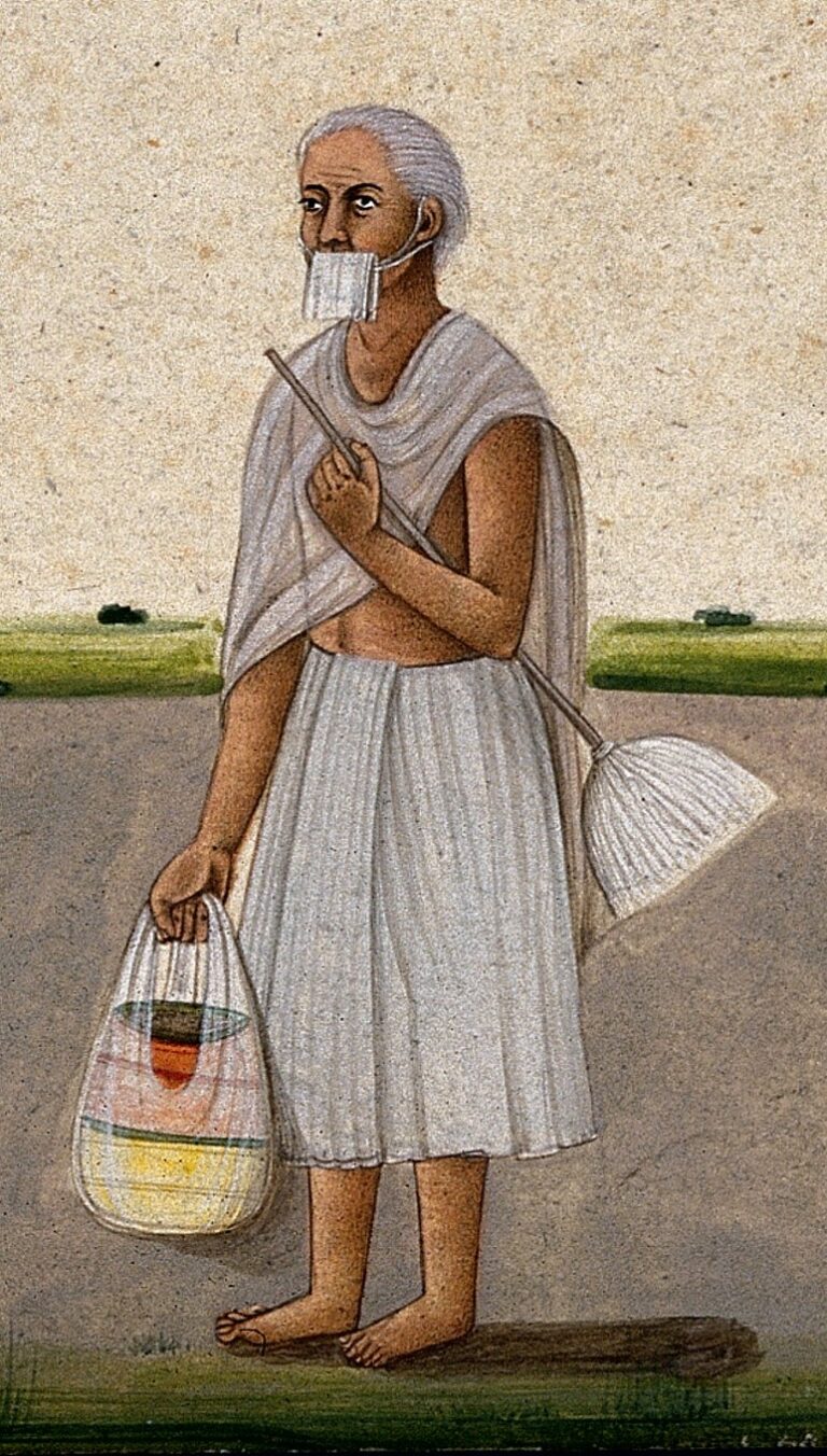 Watercolour of two monks by an Indian artist, 19 th century