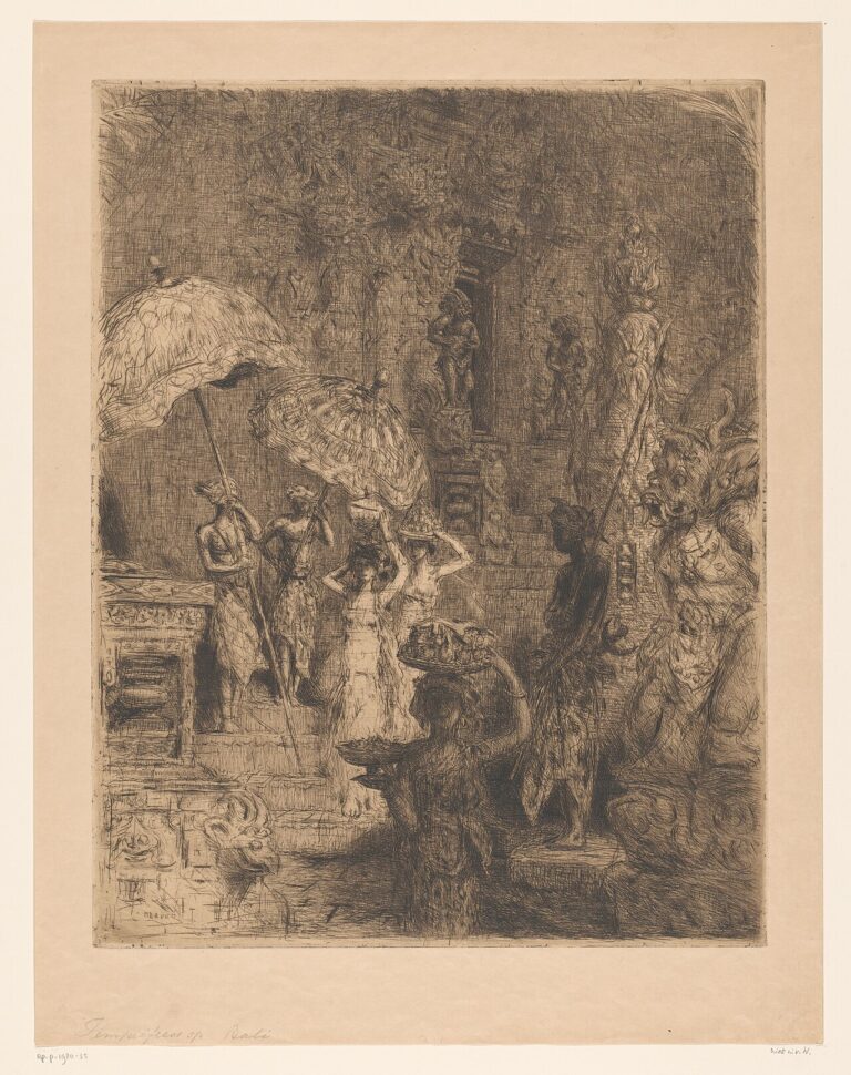 Tempel met figuren op Bali, RP-P-1970-35