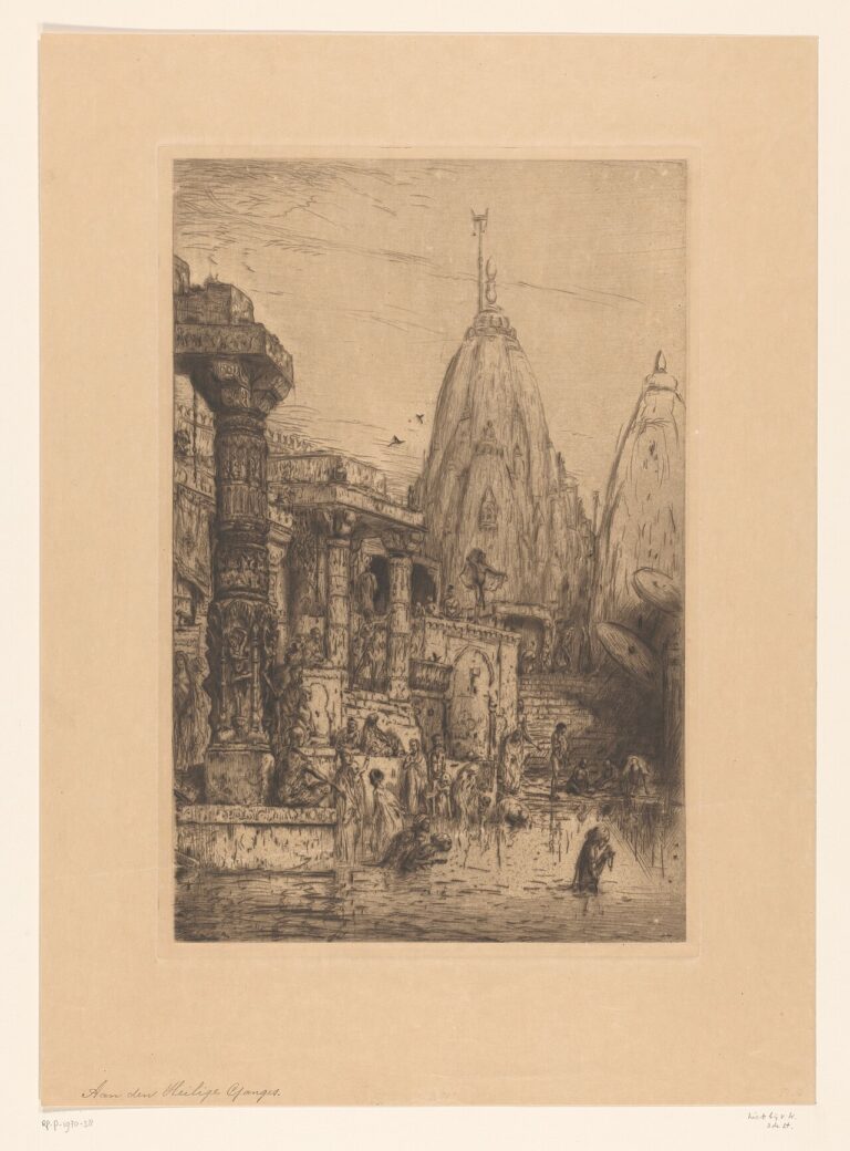 Tempel met figuren aan de Ganges, RP-P-1970-38