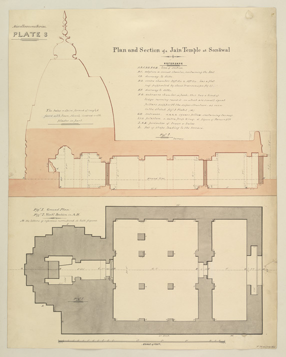Architectural plan of a Jain temple complex at Sonagiri