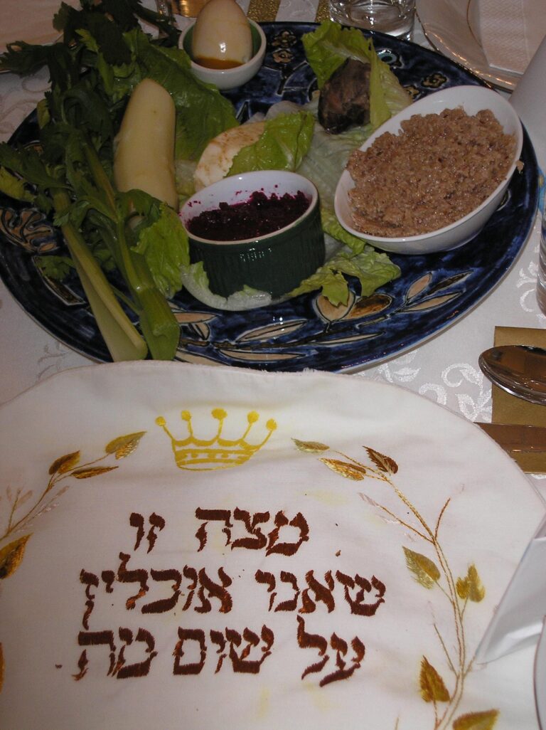 Passover seder table