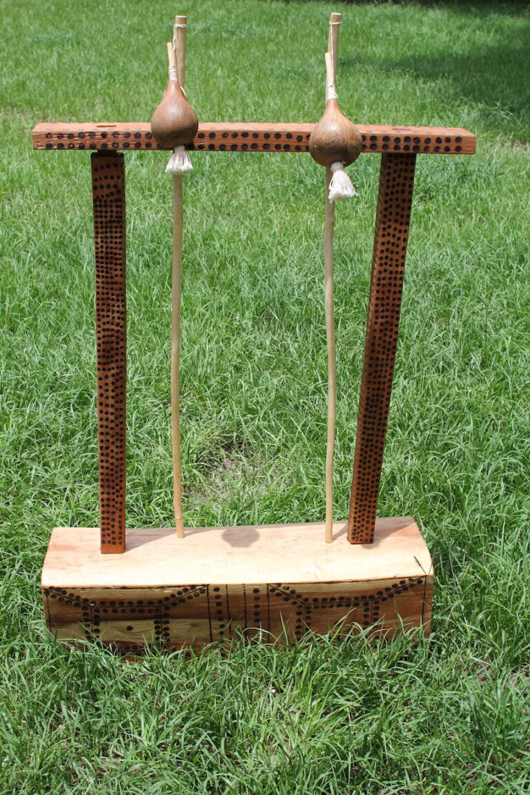 Wooden altar made by pai tavytera indians of paraguay