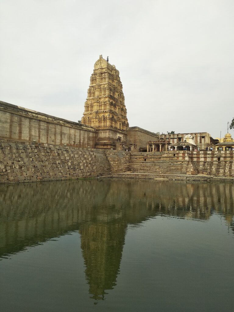 Virupaksha Temple and sacred tank at Hampi