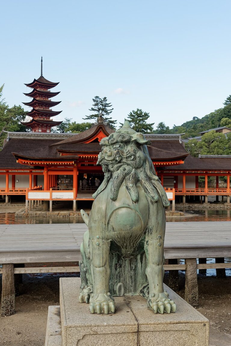 Komainu at Itsukushima Shinto Shrine, Miyajima