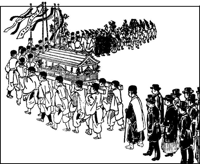 A SHINTO FUNERAL PROCESSION. (1910) - illustration - page