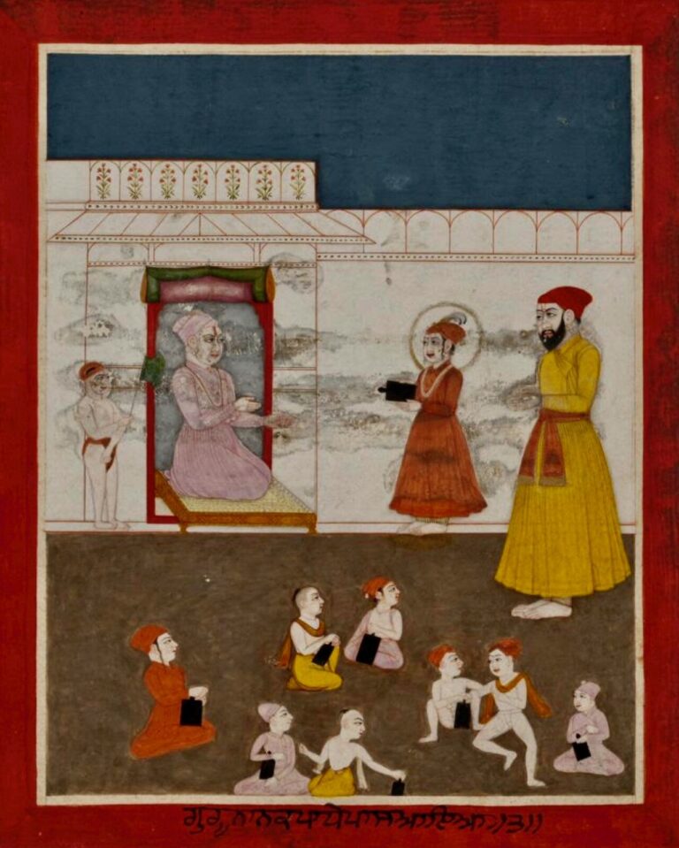 19 th century Janam Sakhi, Guru Nanak joins school