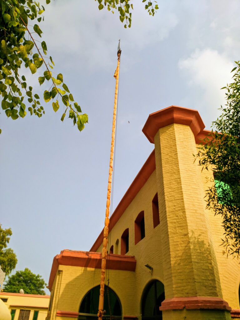 Nishan Sahib at a gurdwara