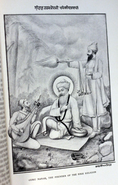 Illustration titled 'Guru Nanak, the Founder of the Sikh Religion' from 'The Sikh