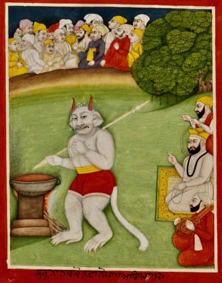 19 th century Janam Sakhi, Guru Nanak meets Kauda the cannibal