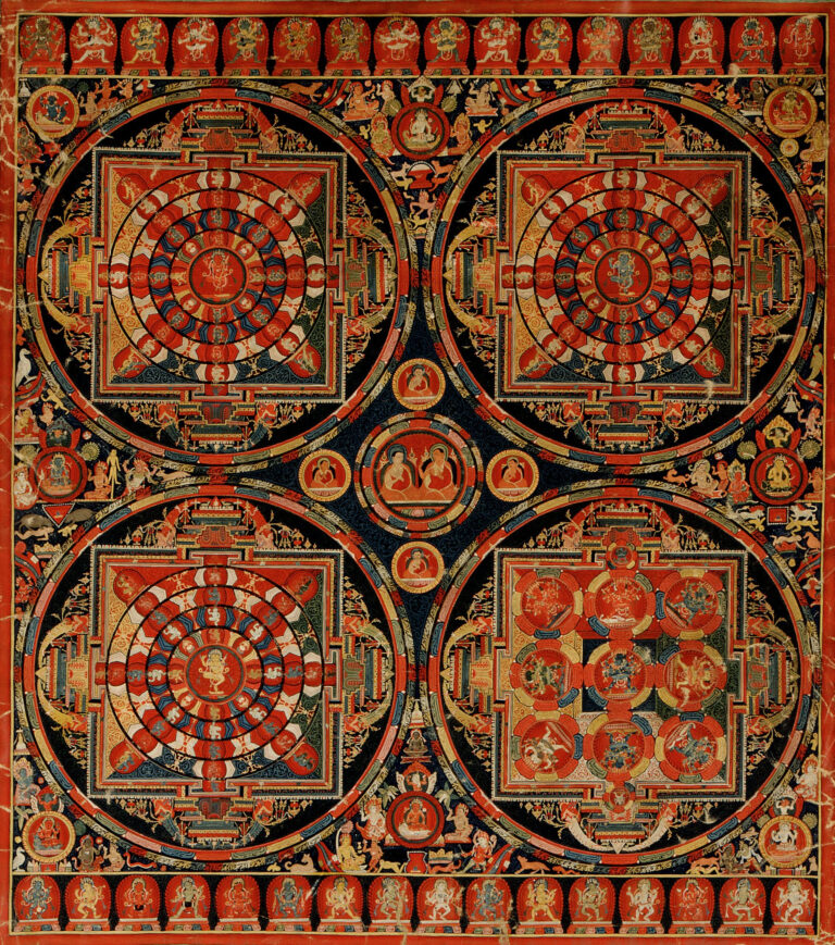 Four mandalas in a Vajravali thangka
