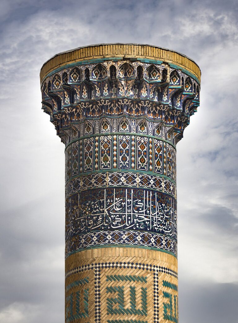 Timurid minaret Gur-e-Emir (Мавзолей Гур-Эмир, Goʻri Amir), Samarkand
