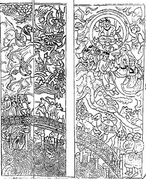 Drawing of the Eastern Wall of the Sogdian Wirkak's Sarcophagus