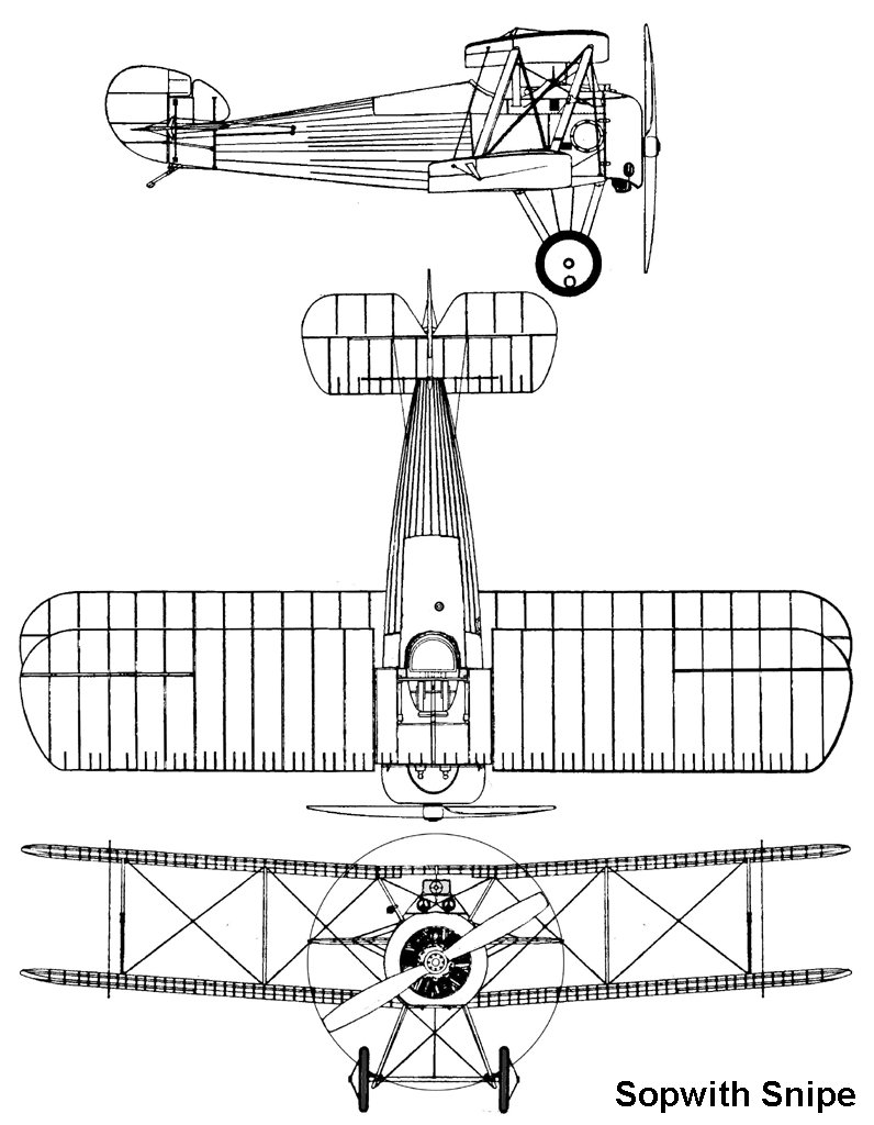 Sopwith Snipe - Sopwith Snipe, plan 3 vues Sopwith 7F.1 Snipe