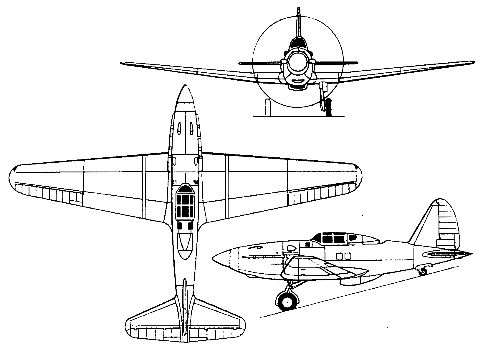 Sukhoi Su-1 fighter aircraft drawing