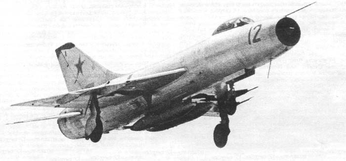 Sukhoi Su-9 Fishpot interceptor shown in a side view.