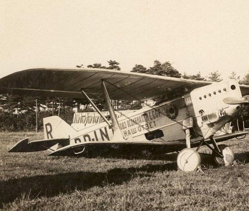 Tupolev ANT-3 biplane parked with service markings
