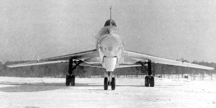 Tupolev Tu-22 Blinder bomber head-on runway view