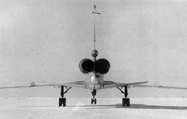 Tupolev Tu-22 Blinder rear view showing engine nacelles