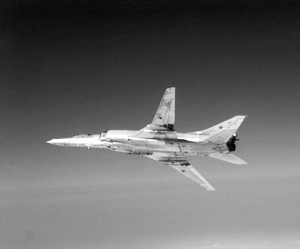 Tupolev Tu-22M - Soviet Tu-22M Backfire-B bomber aircraft in flight