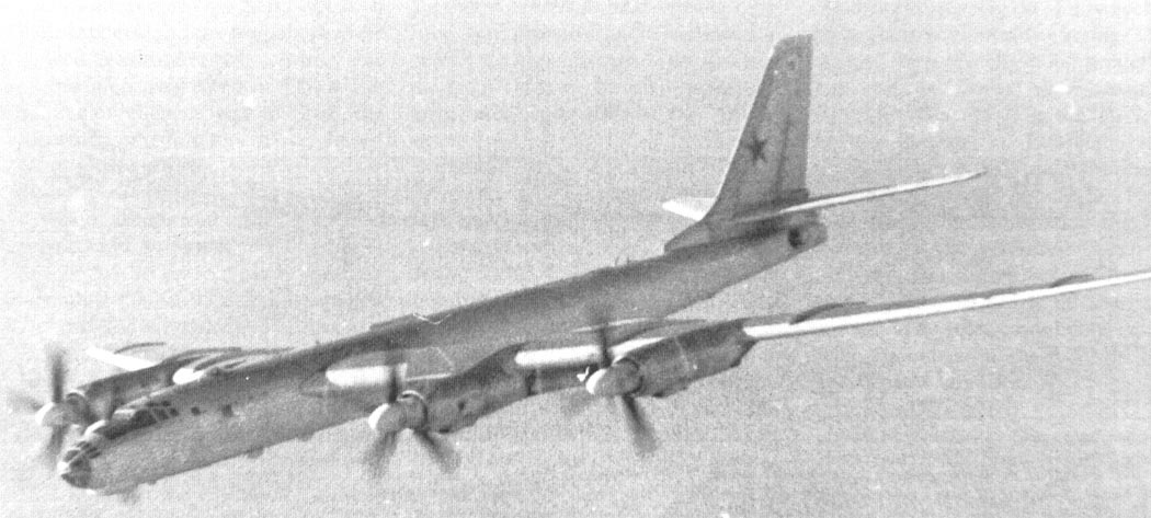 Tupolev Tu-95 Bear strategic bomber in flight