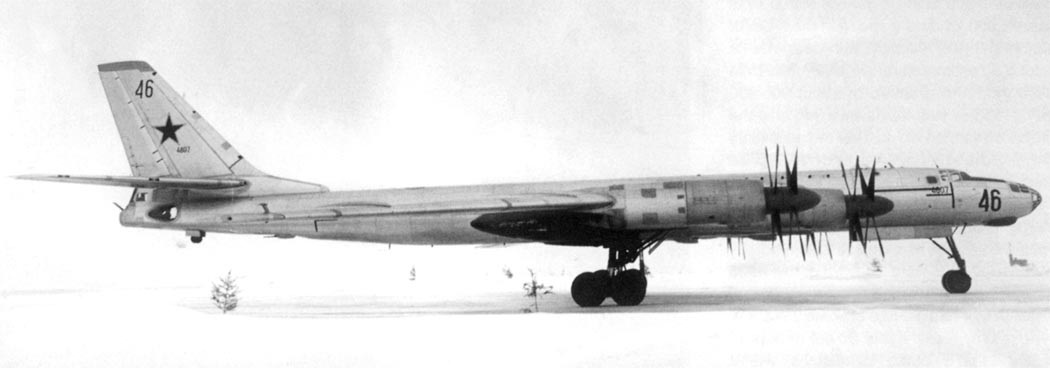 Tupolev Tu-95 Bear bomber with landing gear down