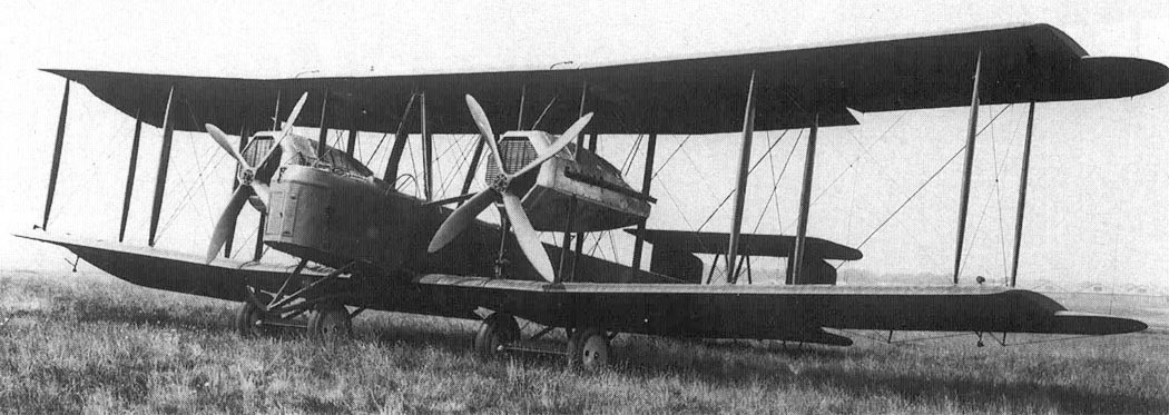 Vickers Vimy bomber low side view on airfield