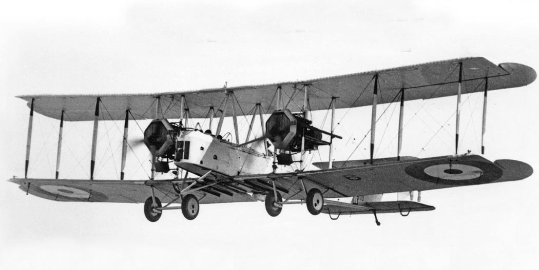 Vickers Vimy twin-engine bomber in flight