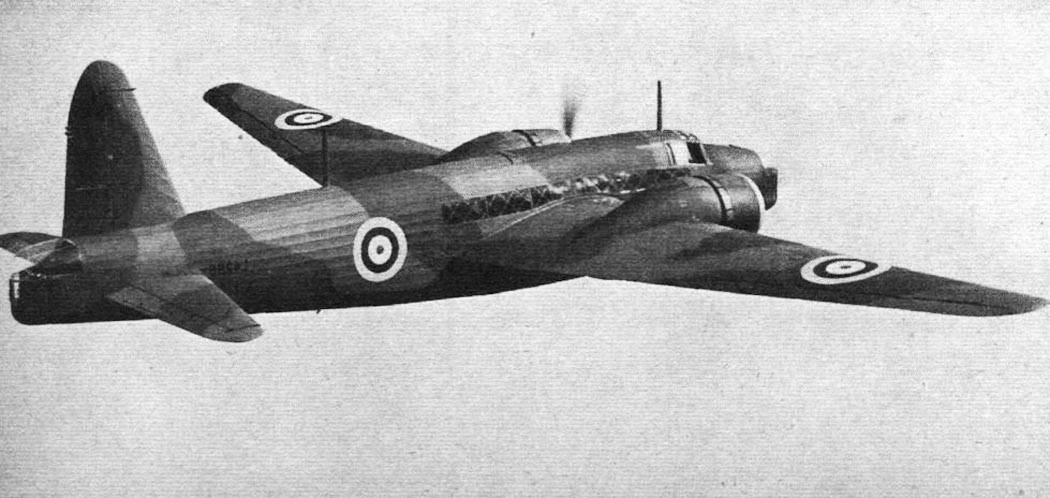 Vickers Wellington bomber in flight above clouds