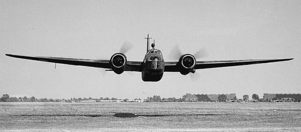 Vickers Wellington bomber head-on runway view