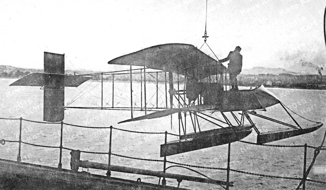 Voisin III pusher aircraft with crew at the airframe