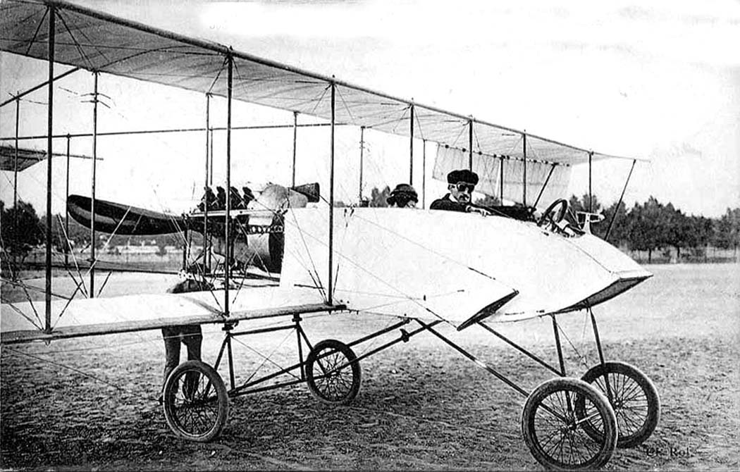Voisin III pusher biplane on the airfield