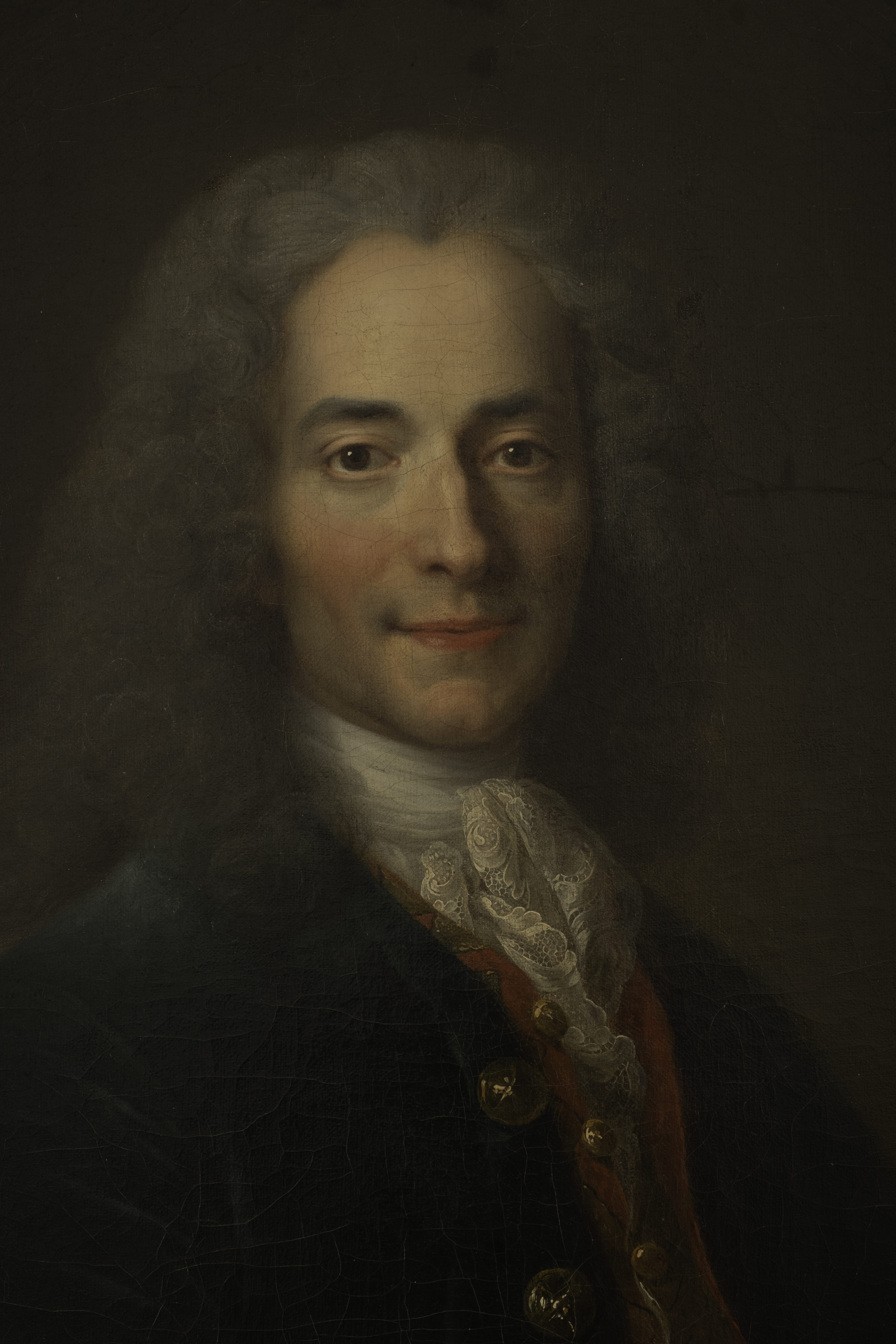 Voltaire in a Largilliere portrait at the Musee Carnavalet