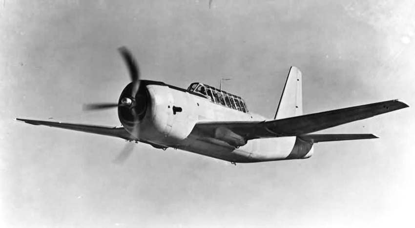 Vultee Vengeance dive bomber in flight