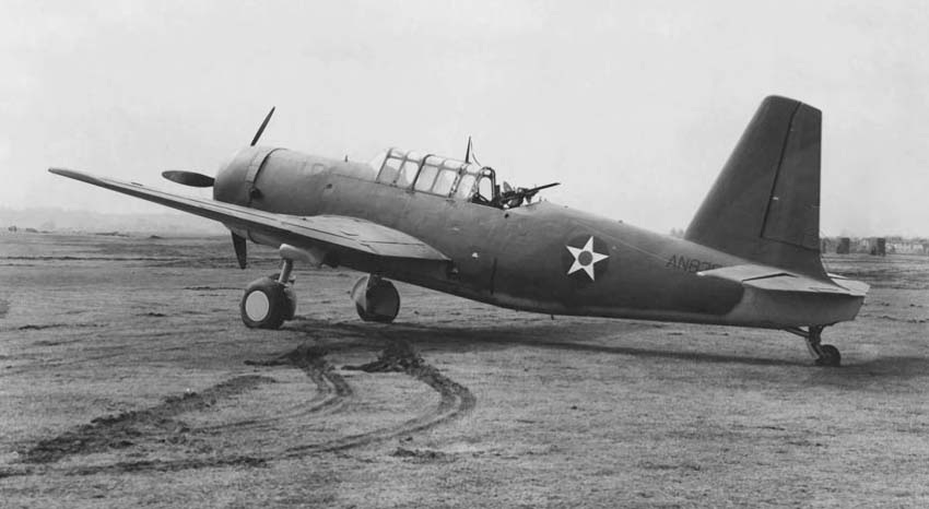 Vultee Vengeance dive bomber parked in side view