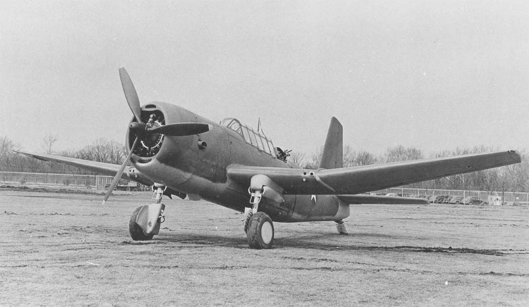 Vultee Vengeance dive bomber front quarter view on the ground