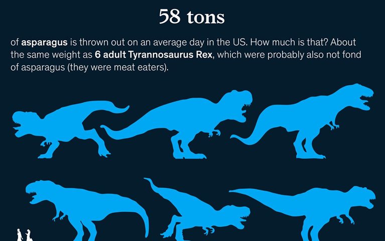 What do 6 Tyrannosaurus Rex and asparagus have in common?