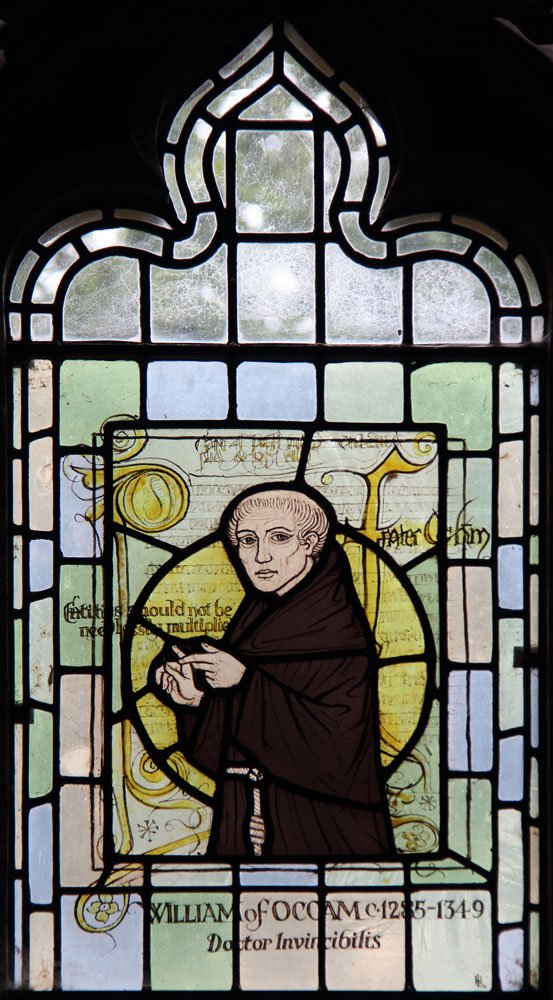 William of Ockham stained-glass window at All Saints, Ockham