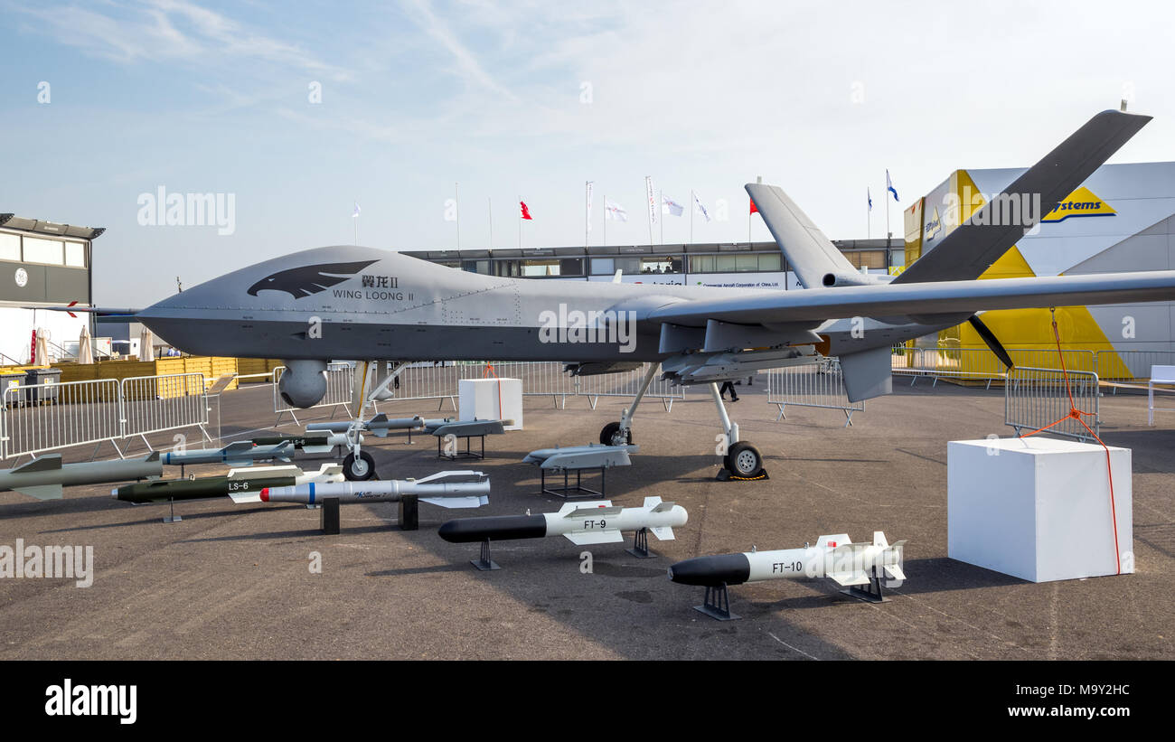 Wing Loong II - PARIS, FRANCE - JUN 22, 2017: Chinese Chengdu Aircraft Industry Group