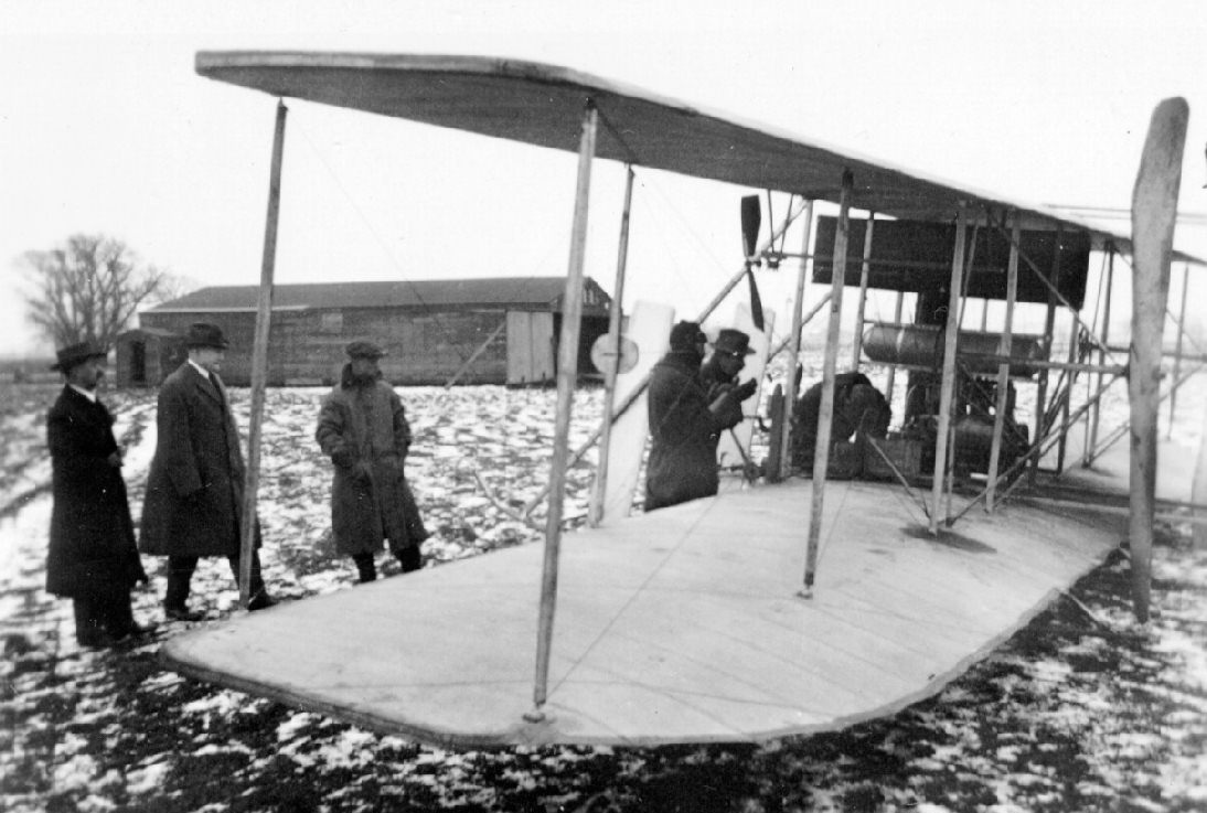 Wright Model C automatic stabilizer demonstration aircraft on the ground