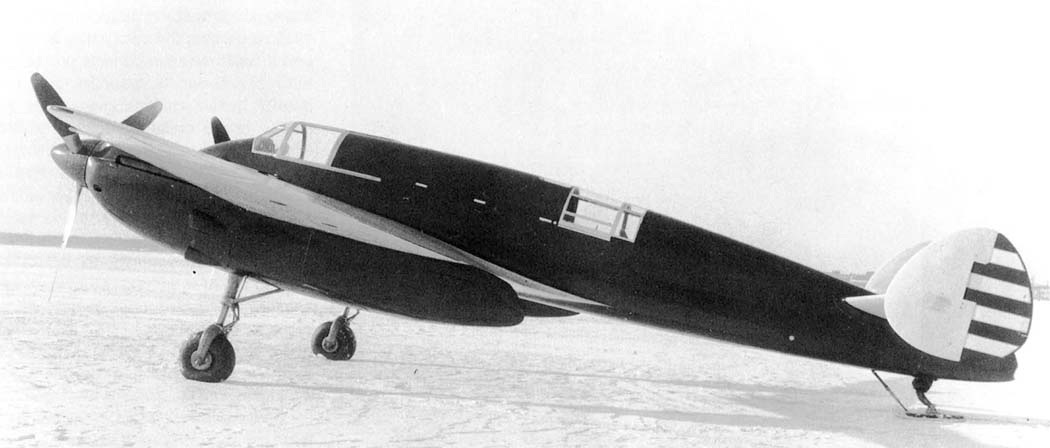 Yakovlev Yak-2 twin-engine aircraft side view on the ground