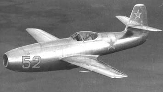 Yakovlev Yak-23 Flora jet fighter in flight