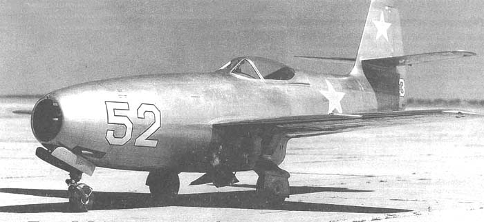 Yakovlev Yak-23 jet fighter side view on the ground