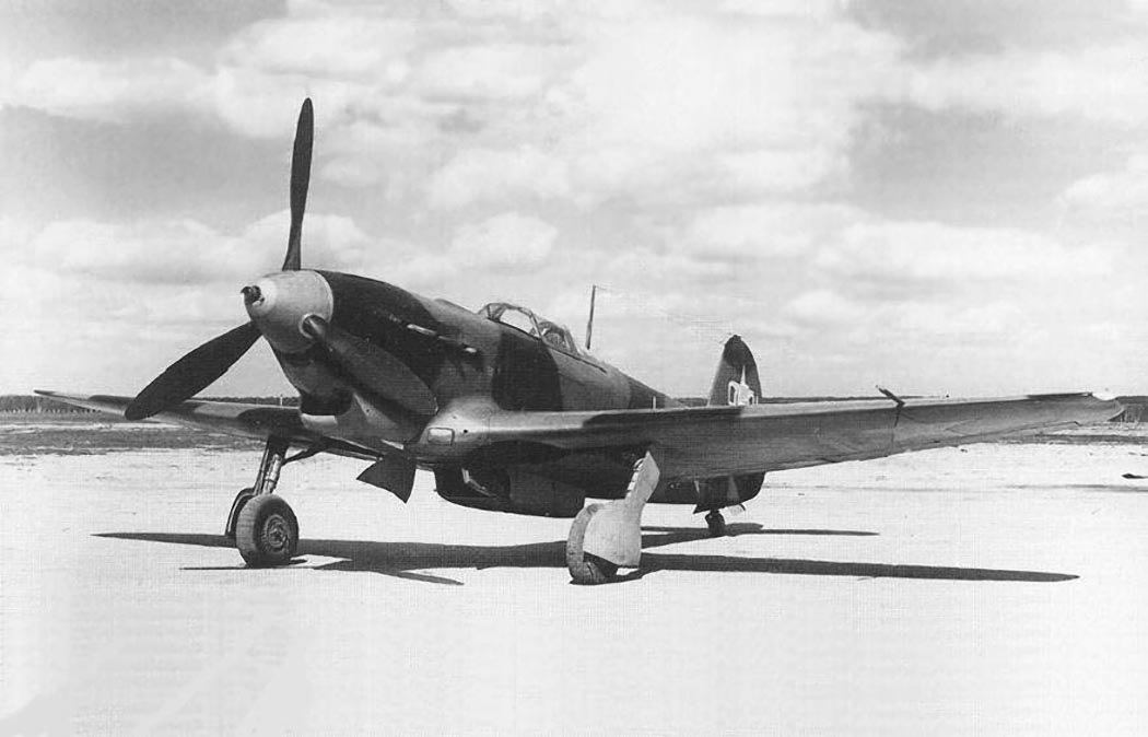 Yakovlev Yak-9 fighter front quarter view on the ground