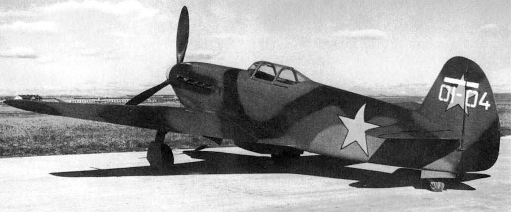Yakovlev Yak-9 fighter side view with Soviet star markings