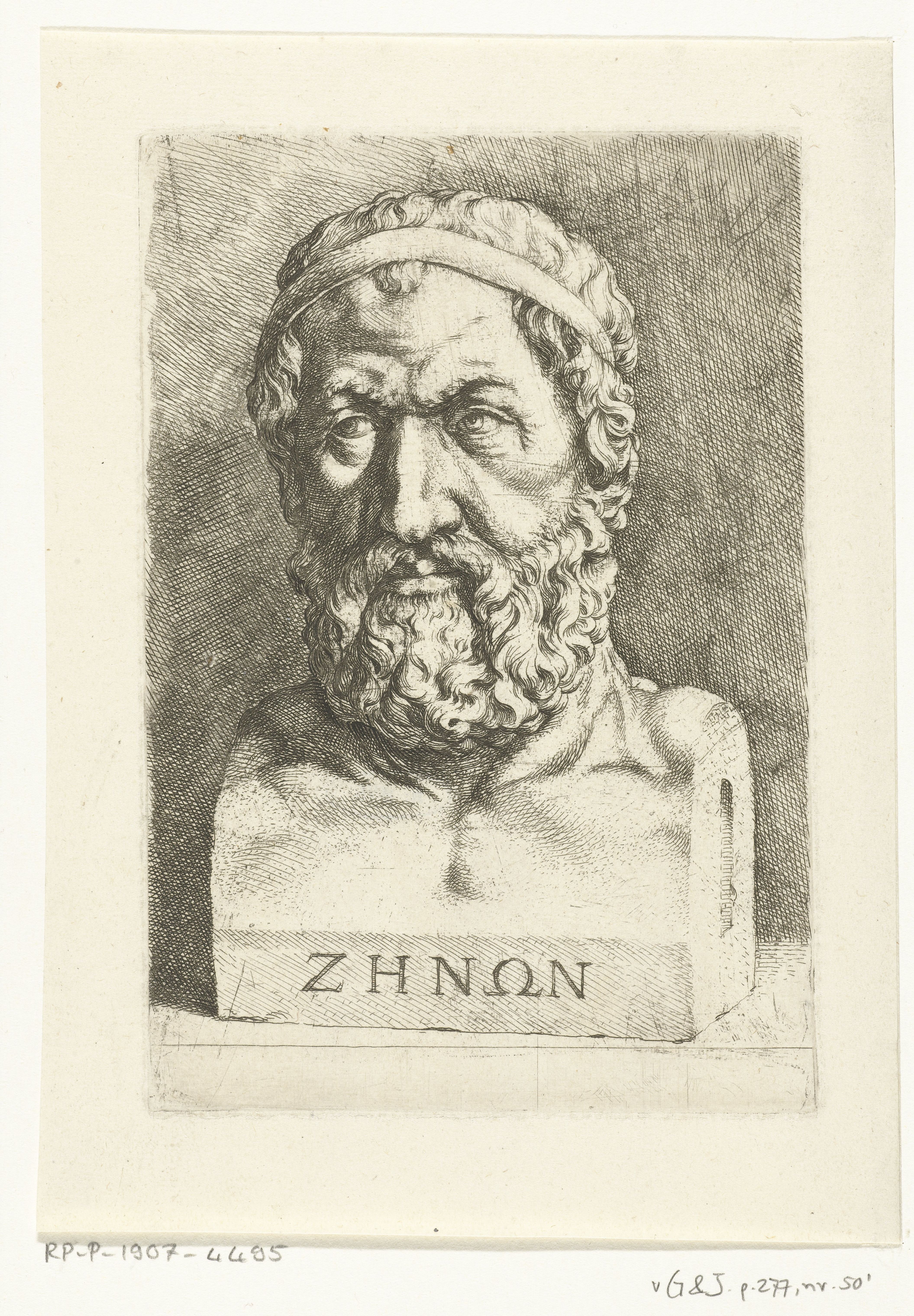 Zeno of Elea in Jan de Bisschop's portrait-bust print