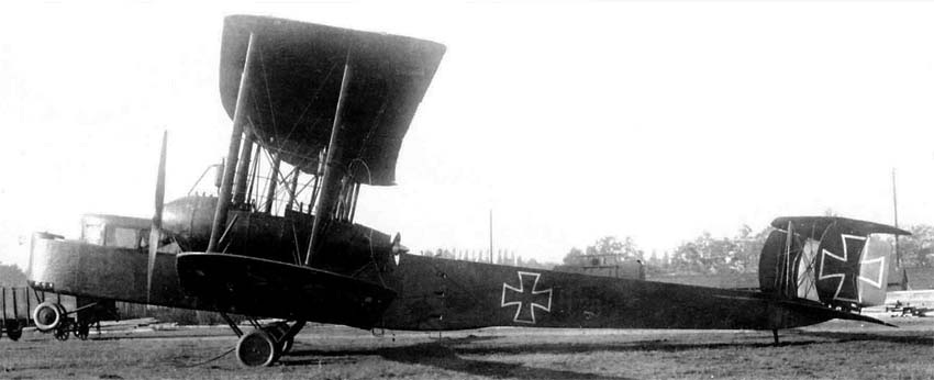 Zeppelin-Staaken R.VI heavy bomber rear quarter on airfield